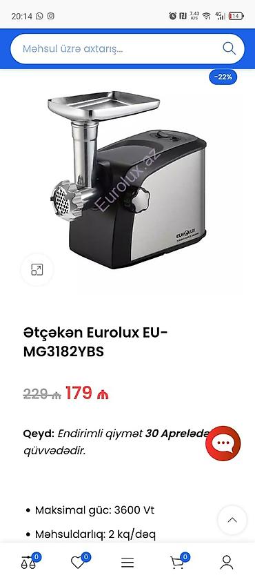 eurolux bakixanov: Etçəkan Eurolux EU-MG3182YBS Xüsusiyyətlər: - Korpus: paslanmayan — 2