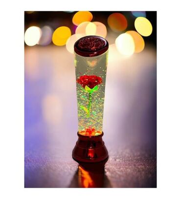 geran gul: LED Qızılı Qul güllü dekorativ lampa - Şəffaf silindrik gövdə içində