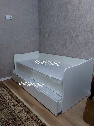 İkimərtəbəli uşaq çarpayıları: Oğlan və qız üçün, Yeni, Çarpayı, Matras ilə, Siyirməli, Laminat — 8