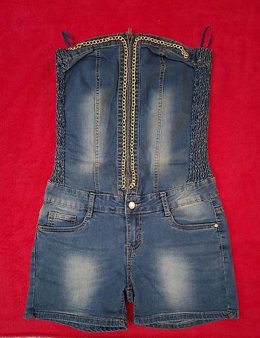 zara denim: Ženski teksas kombinezon-šorts - Materijal: elastični denim sa blagim — 4