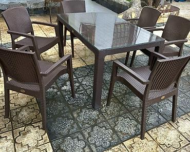 Bağ, çöl masa və oturacaq dəstləri: Yeni, Dördbucaq masa, 6 stul, Açılan, Stullar ilə, Plastik, Türkiyə — 3