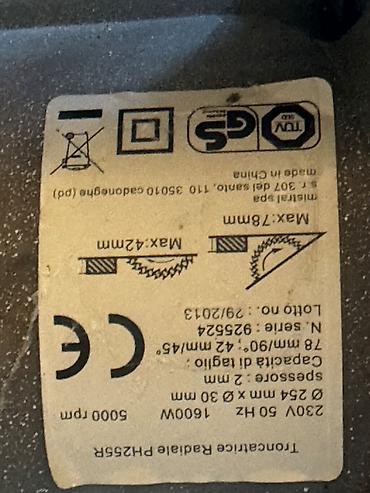 Другие пилы: Radial mişar – Einhell PH255R (Troncatrice Radiale) Texniki — 4