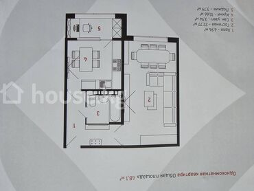 одно комната: 1 комната, 48 м², Элитка, 9 этаж, ПСО (под самоотделку)