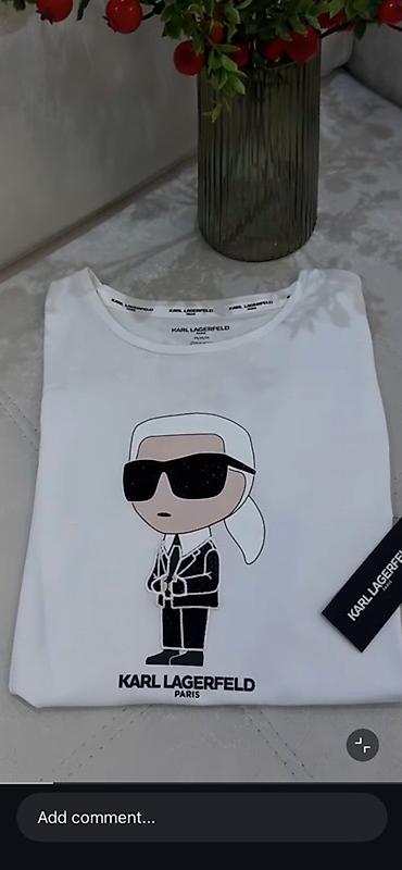 emel: Karl Lagerfeld Paris unisex t‑shirt m razmer - Rəng: ağ - Ön hissədə — 1