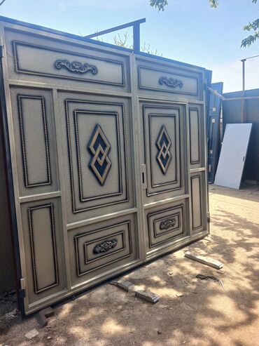 Həyət darvazaları: Dəmir Həyət darvazası, Yana açılan, Mexaniki, Qapı ilə, rəng - Qara — 16