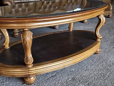 Stilski klub stolovi: Ovalni klub sto, klasičnog dizajna - Materijal: masivno drvo sa — 7