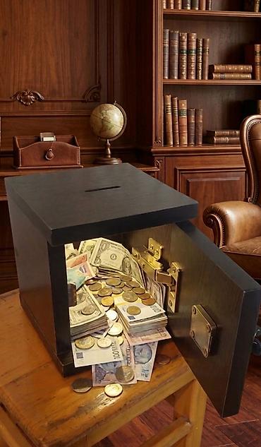 pul qutusu: Ağac teksturalı qənaət qutusu/kasa - Material: taxta görünümlü möhkəm — 2