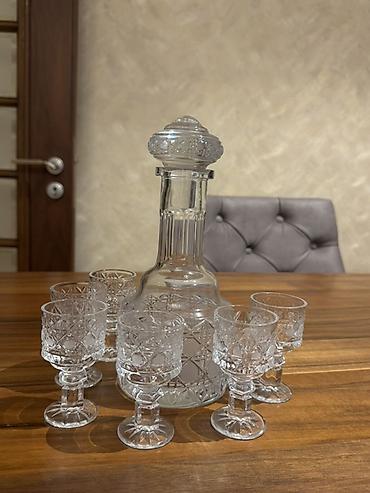 xrustal bakal: Kristal qrafin və bakal dəsti - Material: qalın, şəffaf kəsimli — 4