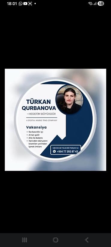 dayə iş elanları 2023: Marketoloq tələb olunur — 2