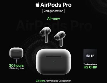 купить камеру и микрофон для компьютера: Apple AirPods Pro (2‑е поколение) - Чип H2: улучшенная обработка