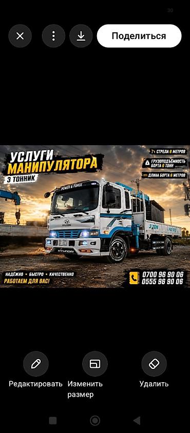 Транспорт: Стрела 8 м, 3 т, Борт 6000 кг — 1