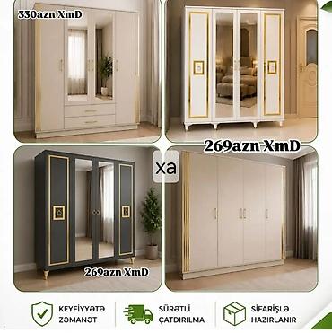 Düz dolab, Yataq otağı üçün, Paltar üçün, Açılan, Korpuslu, 4 qapılı