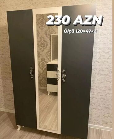 geyim dolabi: Гардеробный шкаф, Новый, 3 двери, Распашной, Прямой шкаф, Азербайджан