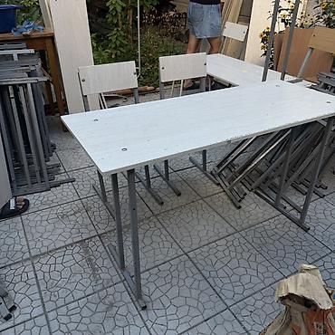 study table: Учебные парты и стулья на металлическом каркасе - Комплекты — 5