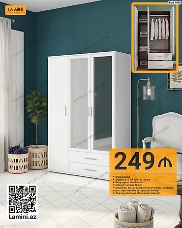 Dolablar: 3 qapılı dolab - Kod: 1080 - Ölçü: D 47 × H 200 × E 120 sm - Rəng — 1