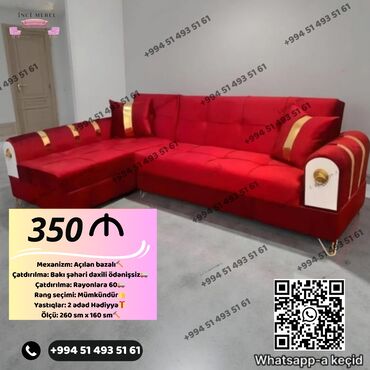 Masa və oturacaq dəstləri: Künc divan, Yeni, Açılan, Bazalı, Parça, Şəhərdaxili pulsuz çatdırılma