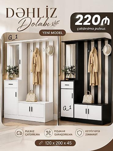 тумба для белья: Dəhliz Dolabı – yeni model - Rəng variantları: ağ və qara-ağ — 1