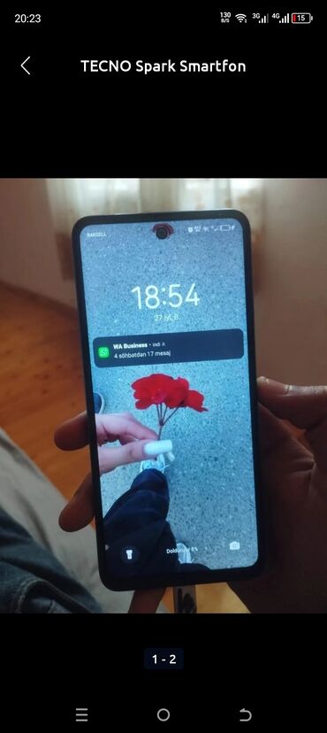 monitor ekran: Tecno Spark, 256 GB, rəng - Göy, Barmaq izi