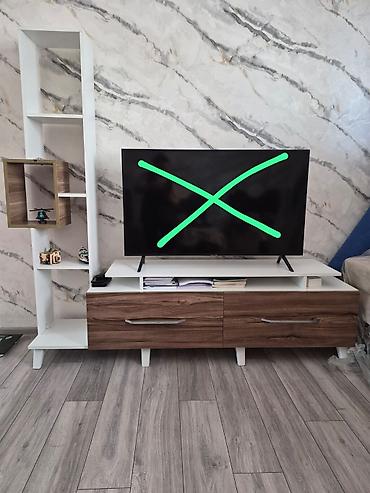 quzu derisi: TV altlığı və dekorativ rəf dəsti - Material: laminat/LDSP - Rəng: ağ — 1