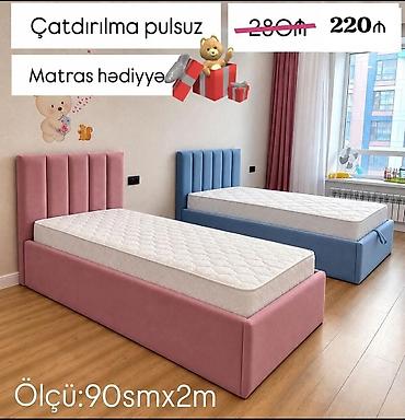 Təknəfərlik uşaq çarpayıları: Uşaq/yeni gənc otağı üçün yumşaq başlıqlı tək nəfərlik çarpayı - — 3