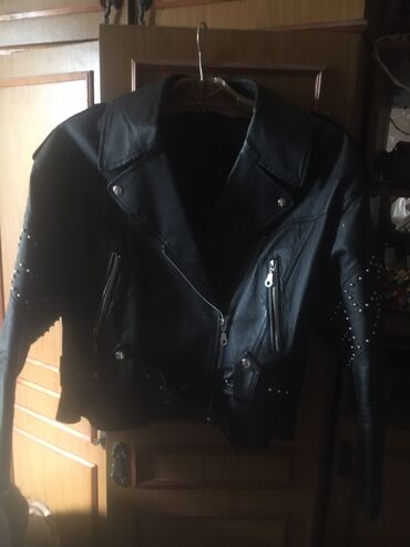 стирающая кожаная куртка: Куртка 5XL (EU 50), цвет - Черный
