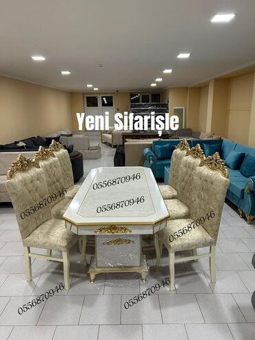 Sifarişlə masa və oturacaq dəstləri: Oval masa, Qonaq otağı üçün, 6 nəfər, Azərbaycan, Zəmanətli — 11