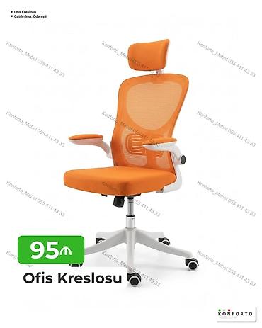 Ofis mebeli: Ofis kreslosu – narıncı rəngdə, mesh arxa dayaqlı model — 1
