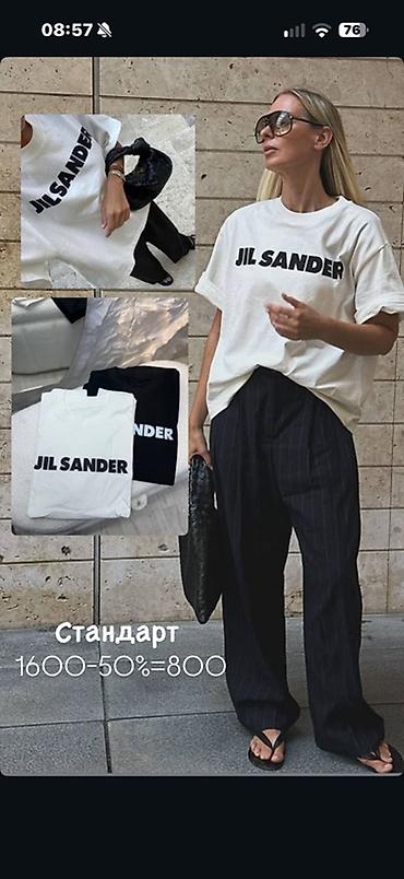 Футболки: Футболка JIL SANDER - Базовая унисекс-футболка с крупным контрастным — 1