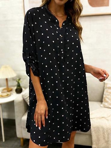 Haljine: Haljina-košulja sa tufnama - Model: ležerna A-linija, dužina iznad — 4