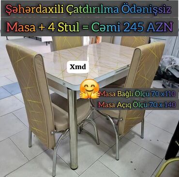 Masa və oturacaq dəstləri: Masa desti yeni mətbəx mebeli