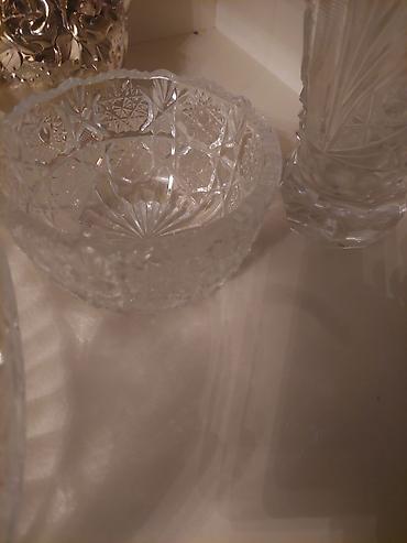 yuxuda xurustal qab gormek: Kəsilmiş naxışlı şüşə/kristal qab - Material: şəffaf kəsimli şüşə — 1