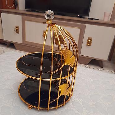 Süfrə qab-qacağı: Tort və şiriniyyat qabı, rəng - Qızılı, Metal — 2