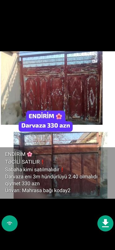 Həyət darvazaları: Darvazalar qapilar şekillerde qiymətler məlumatlar unvan qeyd olunub — 22