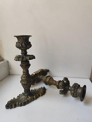 şam r16: İki ədəd dekorativ şamdan dəsti - Material: bürünc tökmə - Üslub — 2