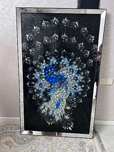 priz: Dekorativ tablo – tavus-quşu - Material: Şüşə səth üzərində parlaq — 3