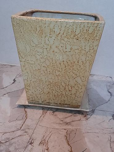 drasena: Keramik dekorativ bitki qabı (altlıqla) - Material: şirəli keramik - — 1