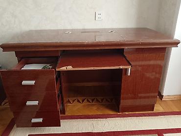 ofis masa: Düz masa, Stulsuz, Polkalı, Siyirməli, Taxta — 1