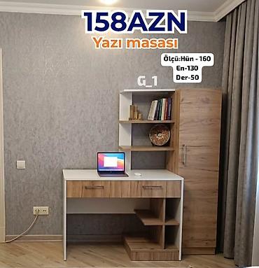 ofis masa: Düz masa, Stulsuz, Polkalı, Siyirməli, Teksturalı laminat — 1