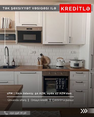 Sifarişlə mətbəx mebeli: Sifarişlə mətbəx dəsti, Özü çəkən petlələr, Sadə laminat, Kredit var, Pulsuz çatdırılma — 6