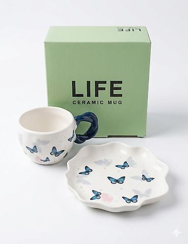 ceramic: Керамический набор для чая/кофе LIFE: чашка с блюдцем в подарочной — 3