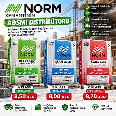 NORM Sement – Rəsmi Distribütordan | 300, 400, 500 Marka Möhkəm