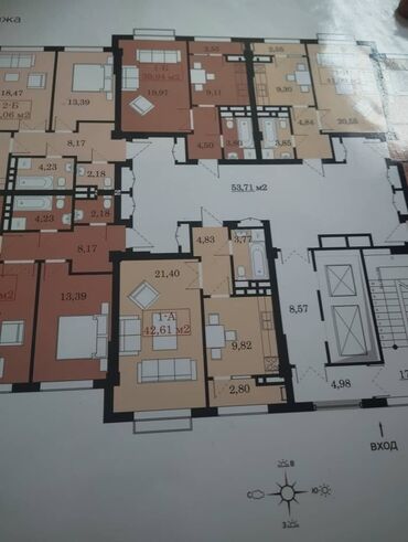 долгосрочная аренда квартир в джале: 1 комната, 43 м², Элитка, 12 этаж, ПСО (под самоотделку)