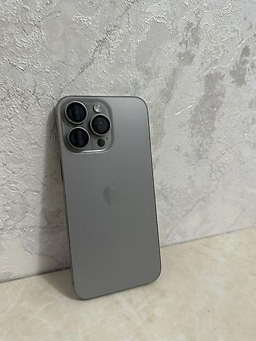 Apple iPhone: IPhone 15 Pro Max, Б/у, 256 ГБ, Natural Titanium, Чехол, 88 % — 1
