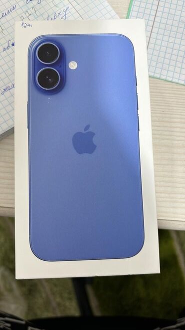 Apple iPhone: IPhone 16, Жаңы, 128 ГБ, Blue Titanium, Кабель, Куту, 100 %