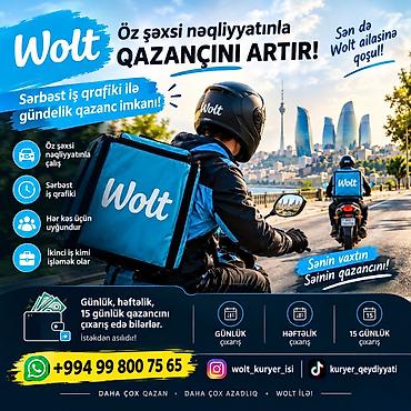 minivan taksi: Moto-kuryer tələb olunur, Gündəlik ödəniş, Təcrübəsiz — 1