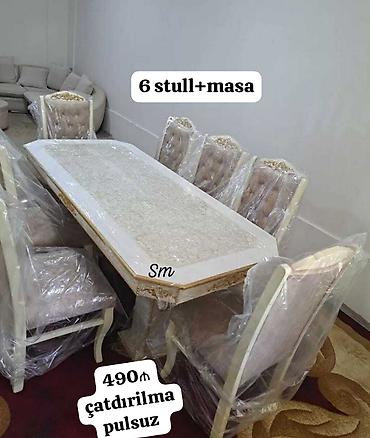 Masa və oturacaq dəstləri: Mətbəx üçün, Yeni, Açılmayan, Dördbucaq masa, 4 stul — 21