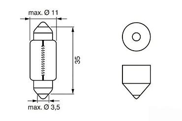 Sijalice: Sijalica za vozilo – C5W (SV8.5) 12V, 5W, dužina 35 mm - Tip: C5W — 1
