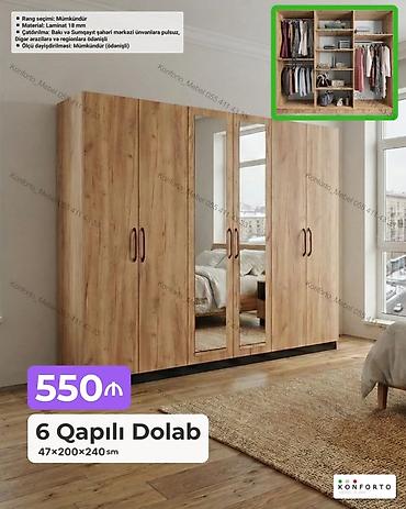 Mebel: 6 qapılı dolab – 47×200×240 sm - Material: 18 mm laminat - Rəng — 1