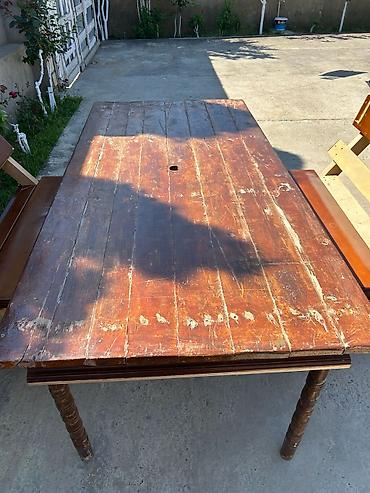 Masalar: Stol-150 AZN Stul biri-40 azn Taxta yemək/bağ masası - Material: tam — 5