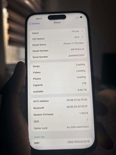 Apple iPhone: IPhone 17 Pro Max, Новый, 1 ТБ, Синий, Коробка, 100 % — 9